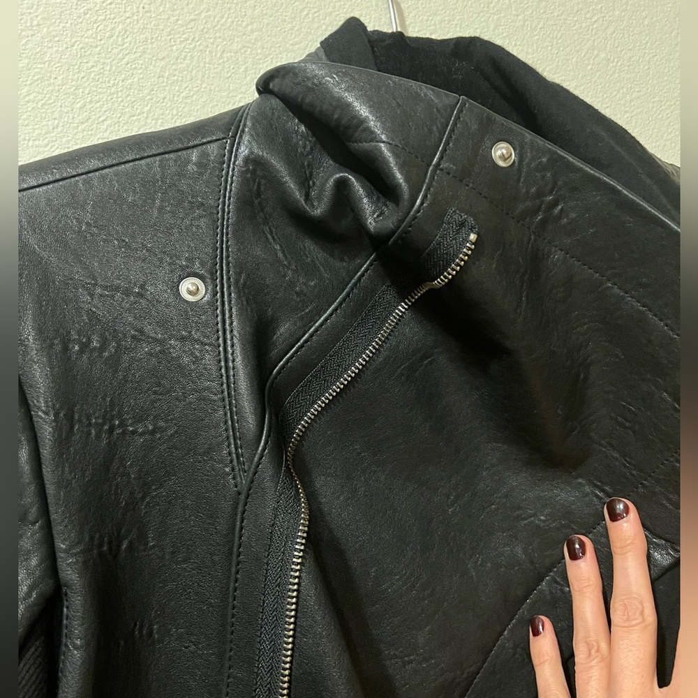 RESERVED LISTING Veda Black Leather Jacket Max Classic Large L Lambskin Moto - Picture 11 of 15